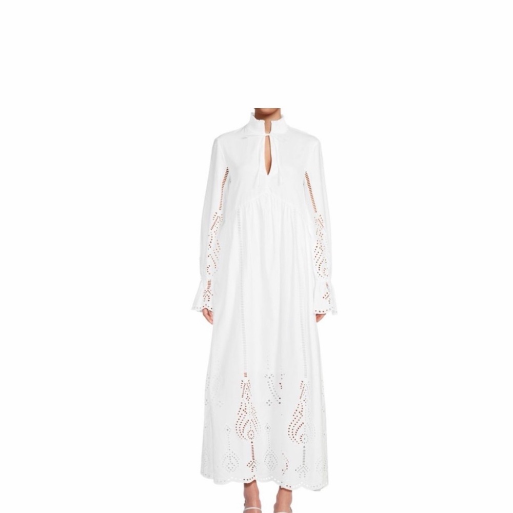 THE KOOPLES SIZE 1 THE VESTIAIRE WHITE EYELET MAXI DRESS $495